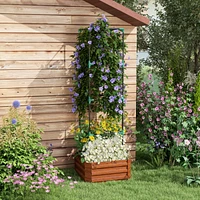 Outsunny Galvanized Raised Garden Bed w/ Tomato Cage,