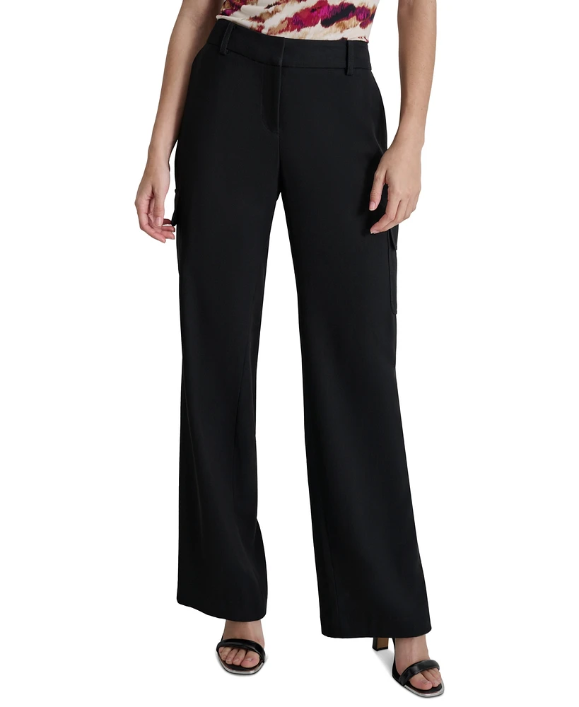 Dkny Women's Solid Straight-Leg Side-Pocket Mid-Rise Pants