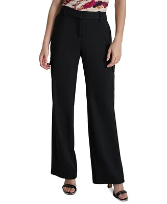 Dkny Women's Solid Straight-Leg Side-Pocket Mid-Rise Pants