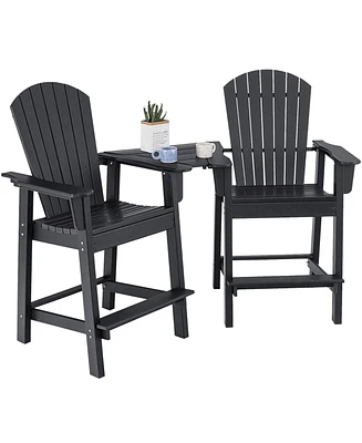 Sugift 2 Pieces Hdpe Tall Adirondack Chair with Middle Connecting Tray