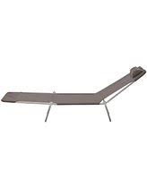 Outsunny Foldable Reclining Pool & Beach Chair w/ Pillow, Brown