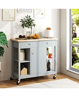 Slickblue Mobile Kitchen Island Cart with 4 Open Shelves and 2 Drawers