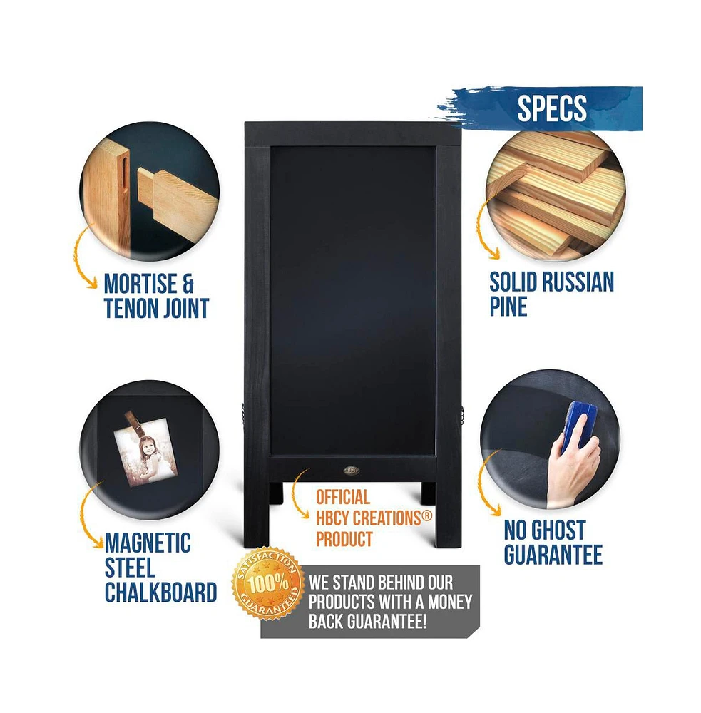 Hbcy Creations Magnetic A-Frame Chalkboard Deluxe Set / Outdoor Sidewalk Sign Large 40" X 20"