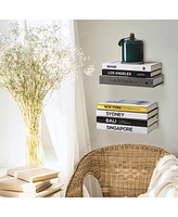 Sorbus Floating Metal Book Shelf - set of 4 - Black