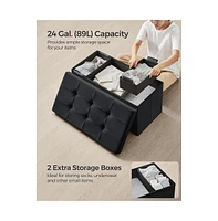 Slickblue Storage Ottoman, Foldable Velvet Bench, 2 Extra Boxes, for Entryway, Living Room, Bedroom