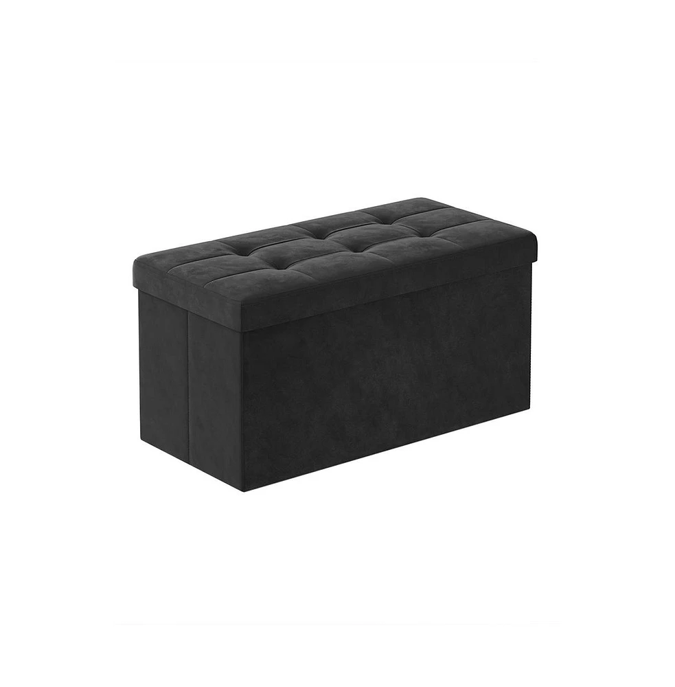 Slickblue Storage Ottoman, Foldable Velvet Bench, 2 Extra Boxes, for Entryway, Living Room, Bedroom