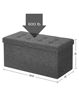 Slickblue 21.1-Gal Storage Ottoman Bench, Folding Storage Chest, Footstool with Flip-Up Lid, Padded Seat