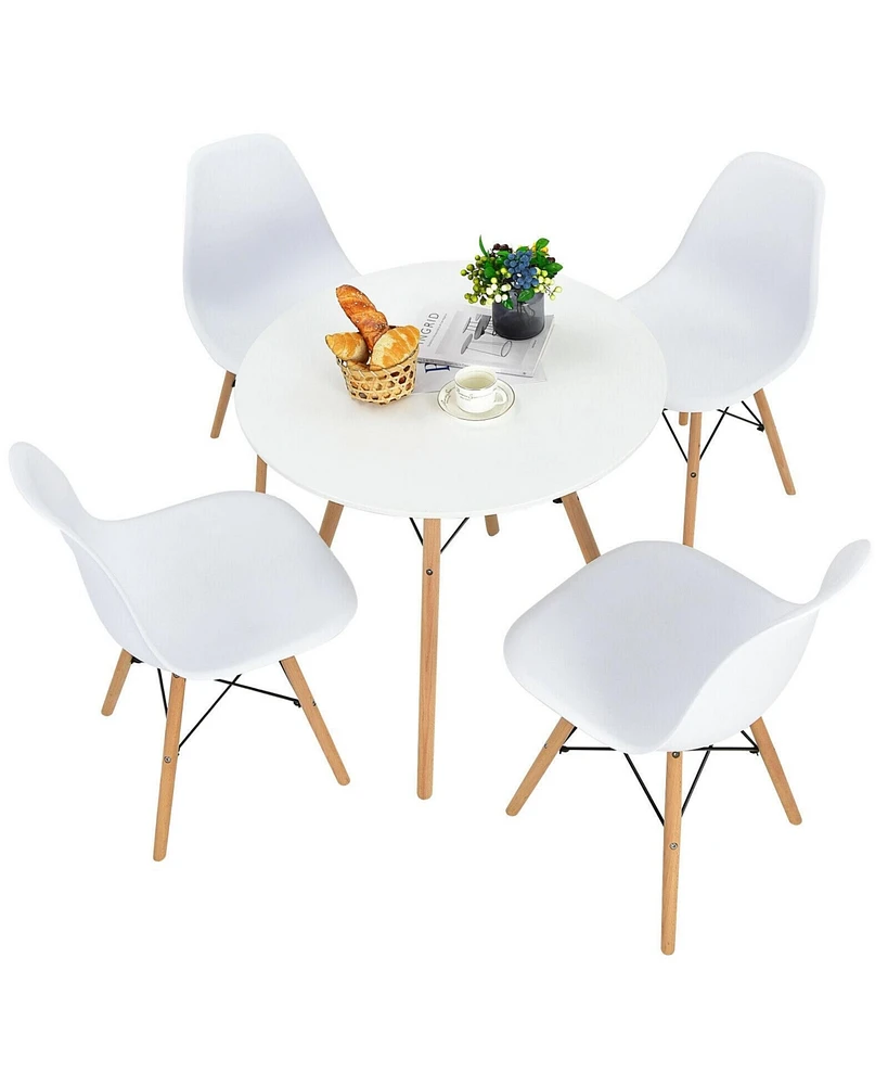 Sugift 5 Pieces Table Set With Solid Wood Leg For Dining Room