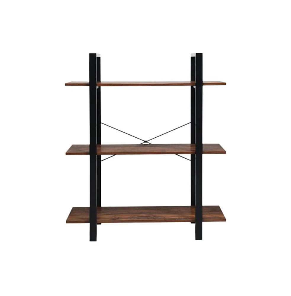 Slickblue 3-Tiers Bookshelf Industrial Bookcases Metal Frame Shelf Stand