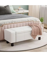 Homcom 42” Bedroom Ottoman Storage Bench Footstool Organizer Closet Entryway Pu