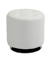 Homcom 360° Swivel Foot Stool Round Pu Ottoman w/ Thick Padding and Solid Steel Base