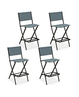 Sugift Outdoor Folding Bar Height Stool Set of 4 with Metal Frame and Footrest