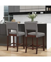 Sugift 2 Piece Bar Chair Set with Hollowed Back and Rubber Wood Legs