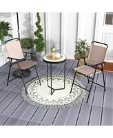 Sugift Patio Folding Bar Stool Set of 4 with Metal Frame and Footrest