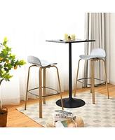 Sugift Set of 2 Modern Barstools Pub Chairs with Low Back and Metal Legs