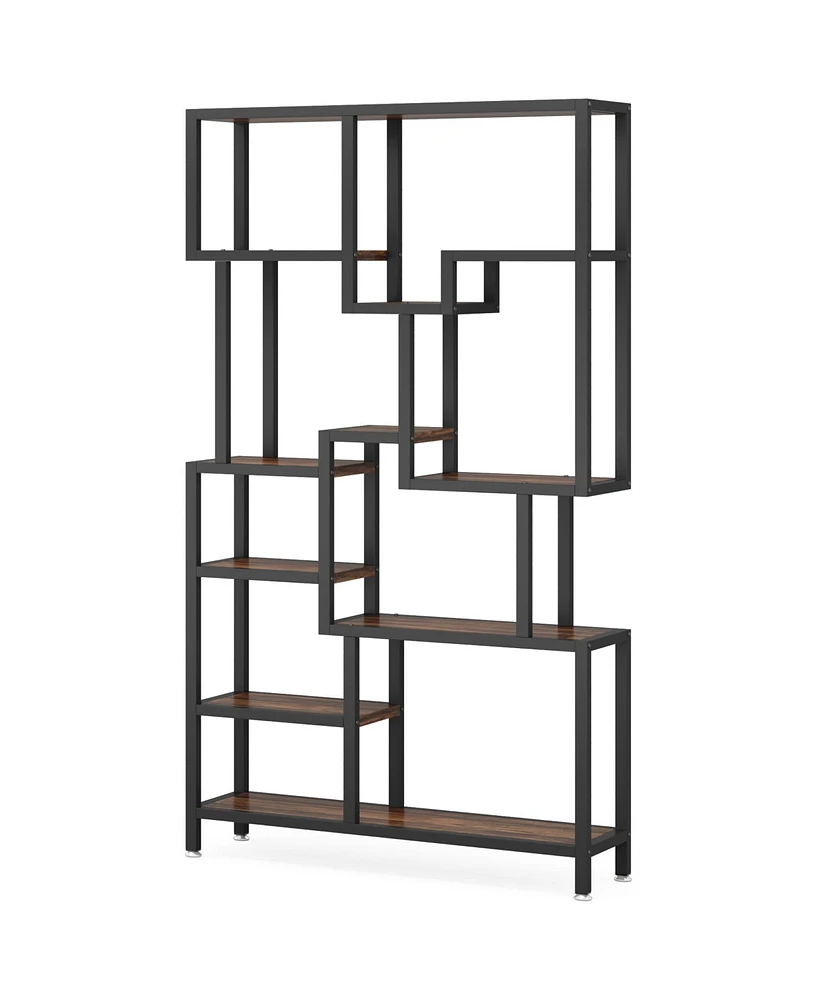 Tribesigns 7 Tier Bookshelf, 70.9" Industrial Bookcase Etagere Bookshelves, Wood Tall Book Shelves Open Display Storage Shelf with Metal Frame for Liv