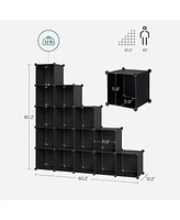 Slickblue Space Saving 16-Cube Plastic Shoe Storage Organizer Units, Modular Cabinet, Ideal