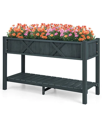 Costway Hips Raised Garden Bed Poly Wood Elevated Planter Box with Legs, Storage Shelf