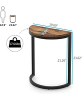 Tribesigns End Table Semi Circle, Small Half Round Side Table with Metal Frame, Wood Accent Table Slim C Table for Sofa Couch Living Room, Easy Assemb