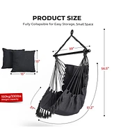 Sugift Hanging Rope Swing Chair with Soft Pillow and Cushions