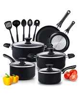 Cook N Home 15-Piece Nonstick Cooking Set with Stay Cool Handle, Black