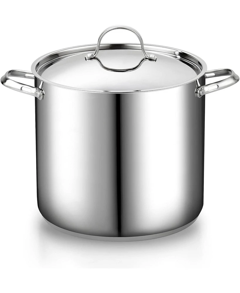 Cooks Standard 20-Quart 18/10 Stainless Steel Classic Deep Cooking Pot Canning Stockpot with Stainless Steel Lid, Silver