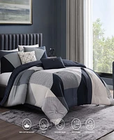 Bebejan Geo Fusion Bedding 200 Thread Count 100% Cotton Sateen 5 Piece Reversible King Comforter Set