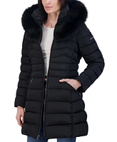 Laundry By Shelli Segal Women's Faux-Fur-Trim Hooded Puffer Coat