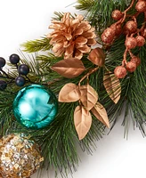 Holiday Lane Green Garland with Berries & Ornaments, Created for Macy's