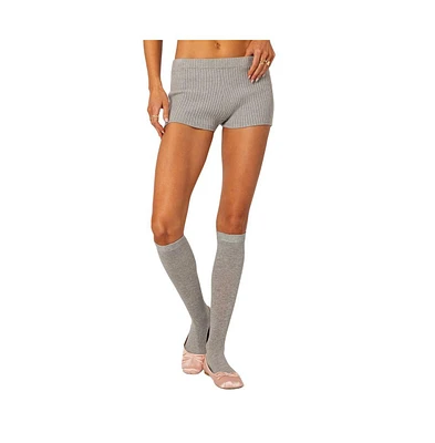 Edikted Women's Bow Time Knit Micro Shorts - Gray