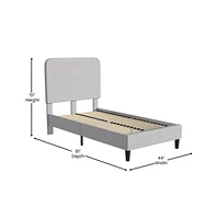 Merrick Lane Remi Platform Bed With Headboard - Upholstered Frame - 14 Wooden Slats - No Box Spring Required