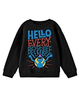 Sesame Street Boys Bioworld Grover Hello Everybod-eee Youth Black Crew Neck Sweatshirt