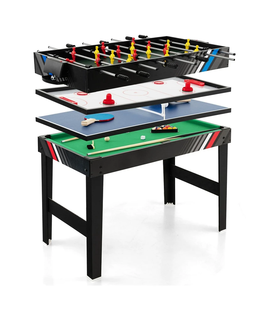 Costway 4-in-1 Combo Game Table 49" Foosball with Pool Billiards Air Hockey Table Tennis