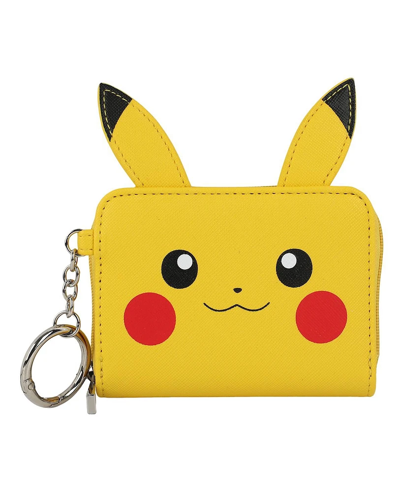 Pokemon Pikachu Face Yellow Mini Zip Around Wallet