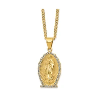 Chisel Crystal Our Lady of Guadalupe Pendant Curb Chain Necklace