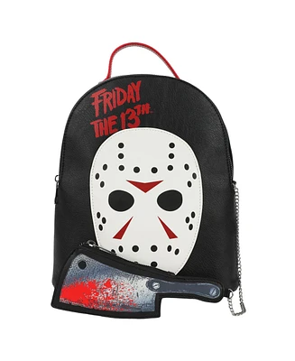 Friday the 13th Jason Mask 11" Mini Backpack With Pull Out Meat Cleaver Coin Purse