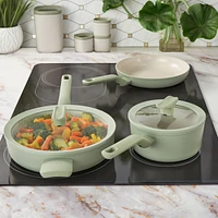 BergHOFF Balance Nonstick Ceramic Saute Pan (Long Handle) 10.25", 3.1qt. With Glass Lid, Recycled Aluminum