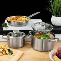 BergHOFF Graphite Recycled 18/10 Stainless Steel Stockpot 8", 3.6qt. With Glass Lid