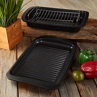 BergHOFF Graphite Non-stick Recycled Cast Aluminum Roaster with Removable Rack 16.5" X 11" X 2.75"