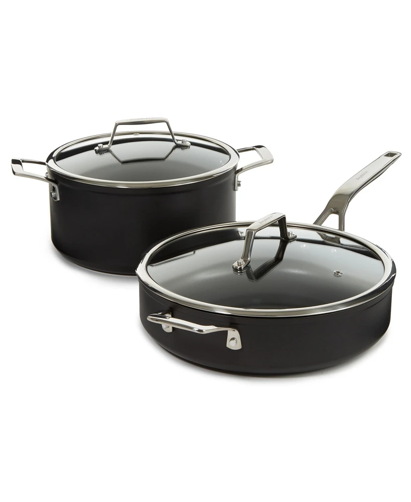 BergHOFF Essentials 4Pc Non-stick Hard Anodized Simmer Set With Glass Lids, Black