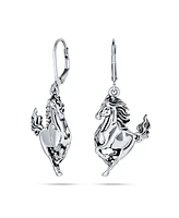 Bling Jewelry Equestrian Equine Gift Cowgirl Dangle Galloping Horse Earrings For Women Sterling Silver Lever back