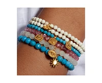 Satya Jewelry Walk in Harmony Lotus White Turquoise Gemstone Bracelet