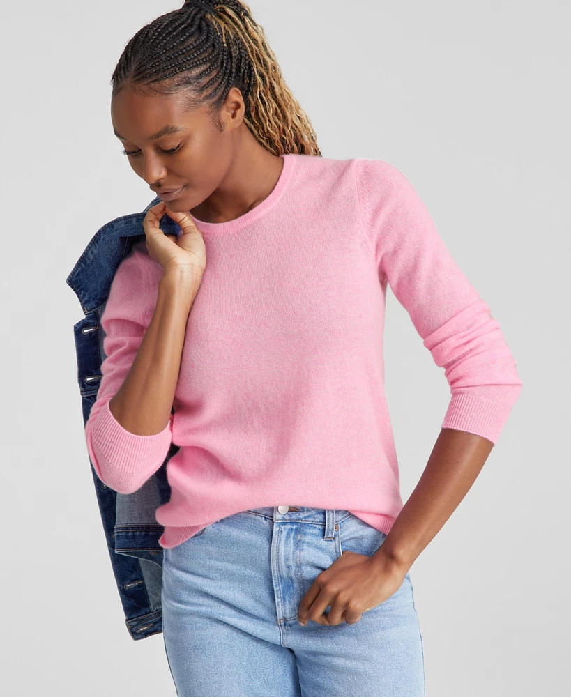 Charter Club 100% Cashmere Women's Long-Sleeve Crewneck Sweater, Created for Macy's