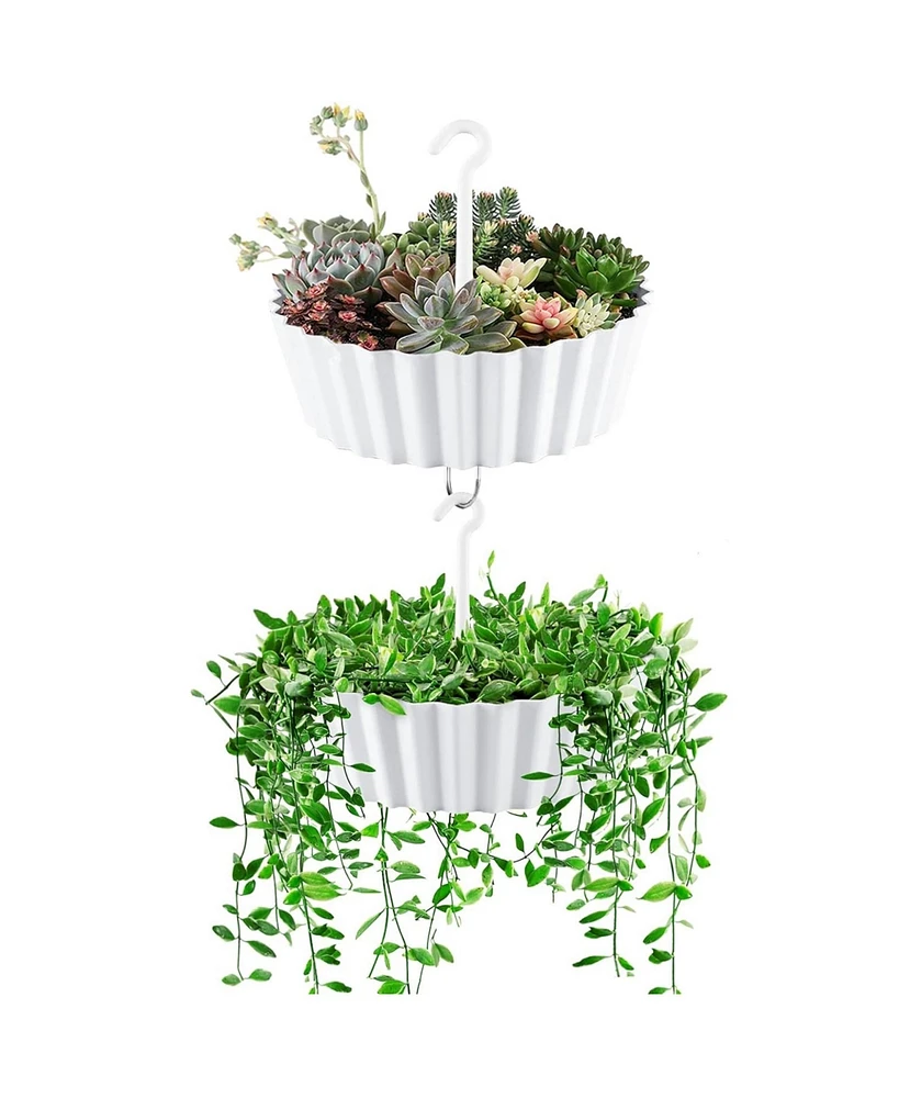 Tree Nest Sunny Two Tier Hanging Planter, White