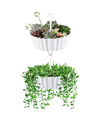 Tree Nest Sunny Two Tier Hanging Planter, White