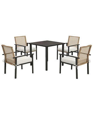 Outsunny Outdoor Patio Dining Set, Chairs & Table, Beige