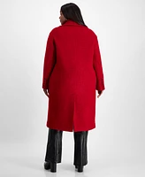 Karl Lagerfeld Paris Plus Double-Breasted Boucle Coat, Created for Macy's