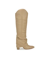 Nine West Women's Lindey Block Heel Pointy Toe Knee High Boots