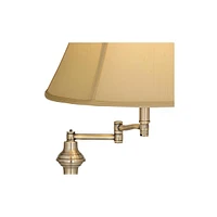 Regency Hill Montebello Traditional Adjustable Swing Arm Floor Lamp Standing 60" Tall Antique Brass Metal Column Golden Tan Bell Shade for Living Room
