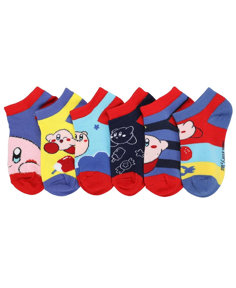 Kirby Boys Character Art 6-Pack Youth Ankle Socks With Chenille Elements